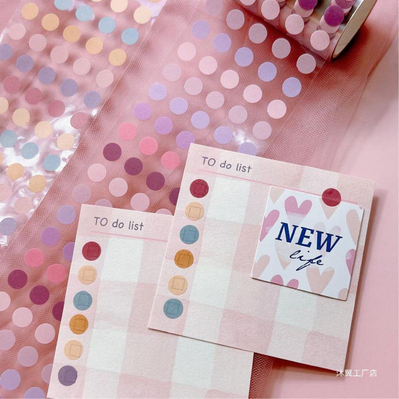 Colorful Basic Solid Color Polka Dot Sticker Tape Style Journal Washi Dot Sticker Journal Small Round Label