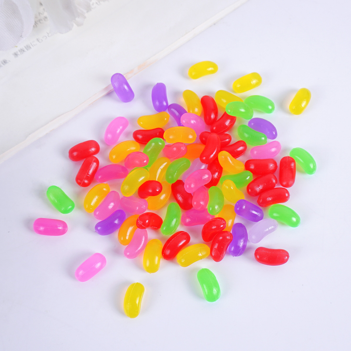 Small Artificial Gummy Rainbow Candy Model Pvc Dessert House Candy Jelly Bean Decorative Ornaments Artificial Food Accessories