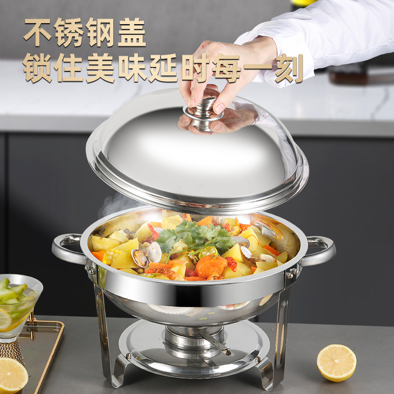 Stainless Steel Hotel Buffet Stove Foldable Rectangular Heating and Insulation Two-Compartment Three-Compartment Meal Stove Cross-Border