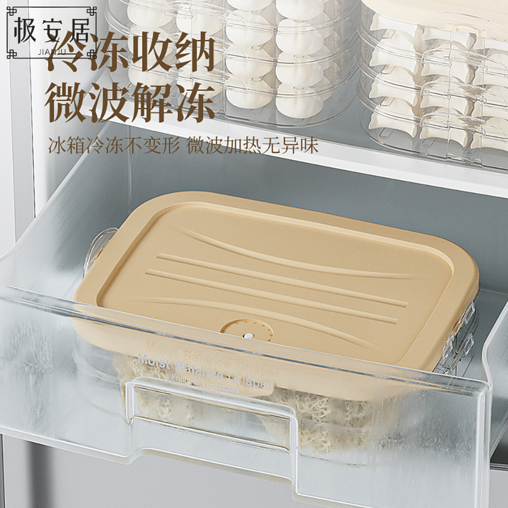 25-Year New Dumpling Box for Home Use, Anti-Stick Bottom, Fresh-Keeping Wonton, Dumpling, Bun, Quick-Freeze Refrigerator Storage Box