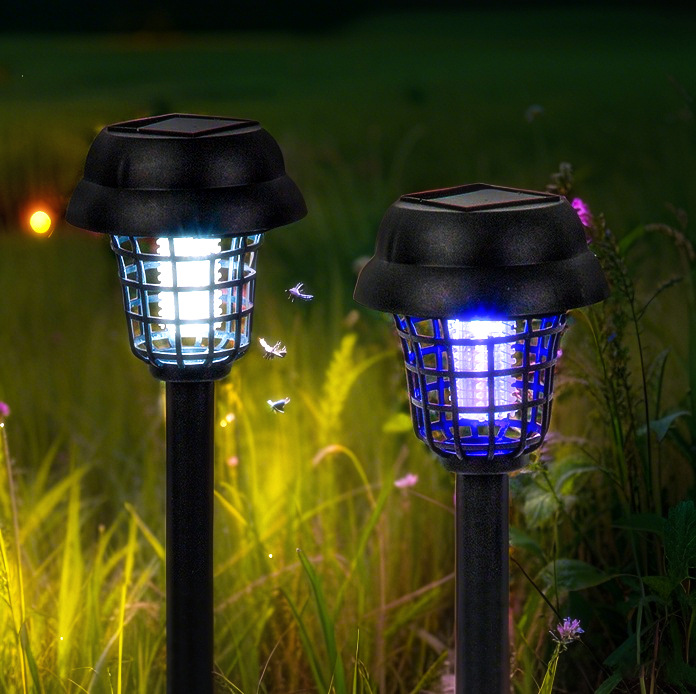 Cross-border Solar Electric Shock Insecticidal Lamp Household Courtyard Garden Waterproof Mosquito Catcher Outdoor Mosquito Repellent Lighting Mosquito Lamp