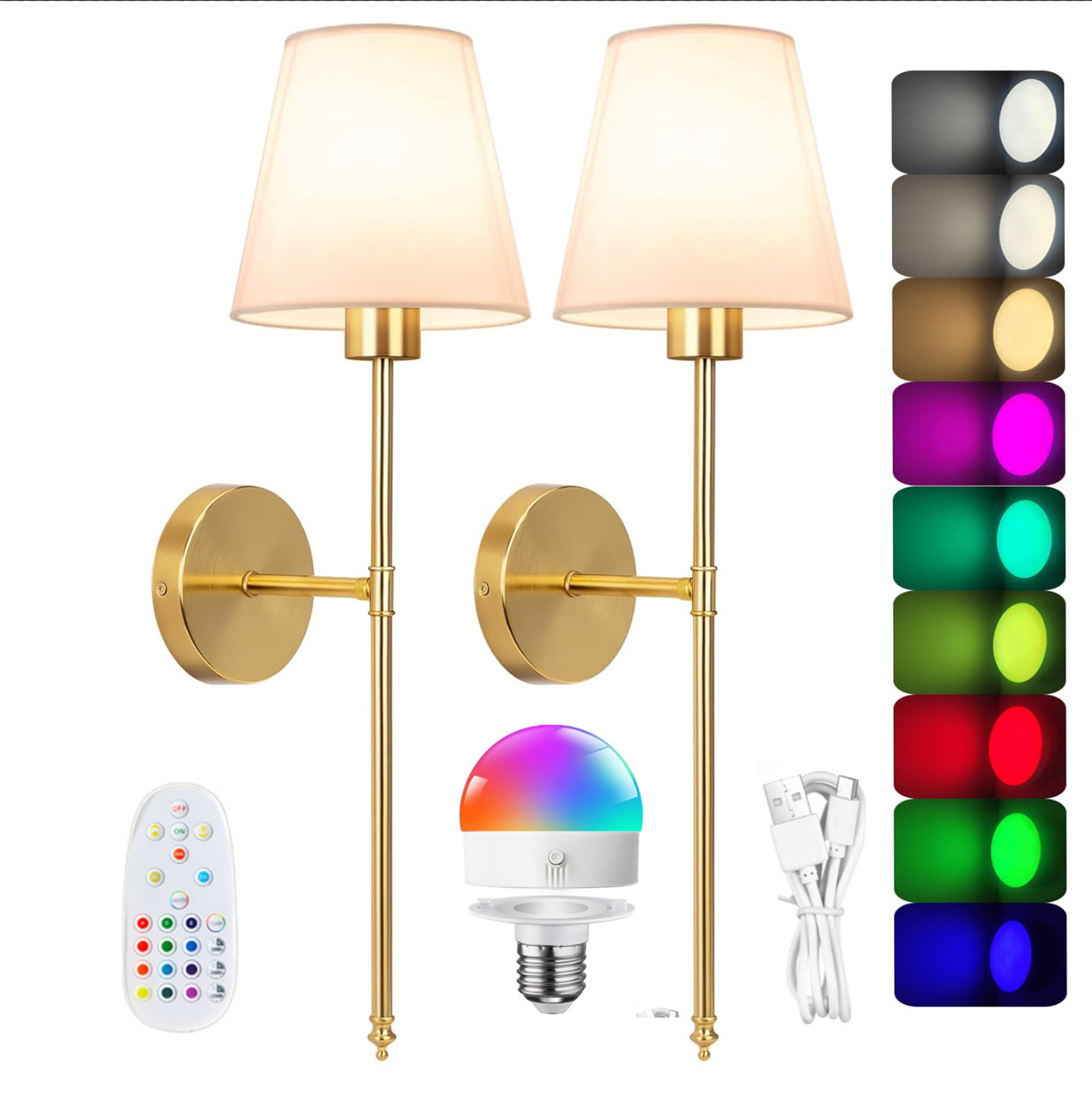 Клейкий настенный светильник без сверления, RGB, с дистанционным управлением, для спальни и гостиной