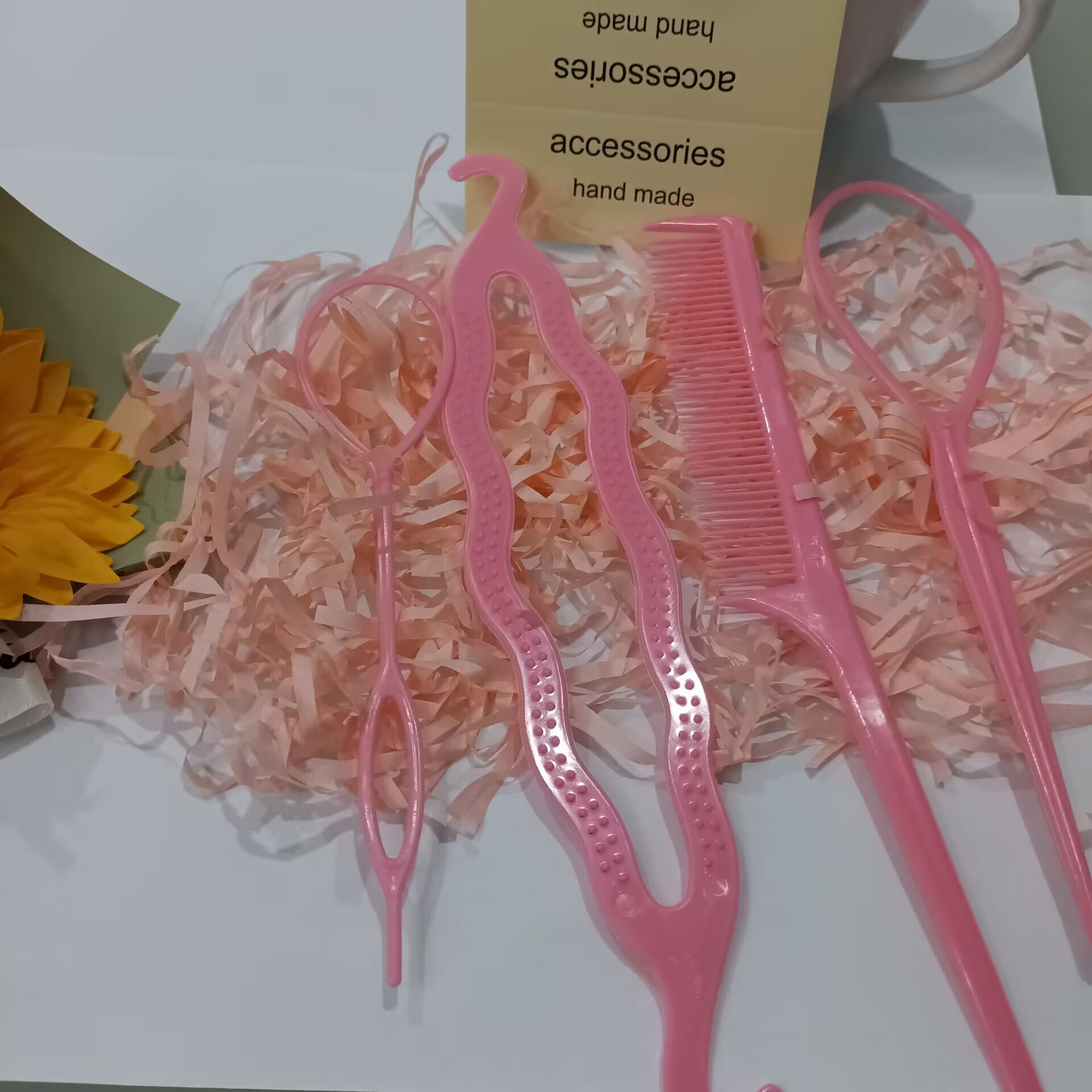 Simple pattern hair pull needle hair curler four-piece hair products hair styling artifact hair knitting tools wholesale