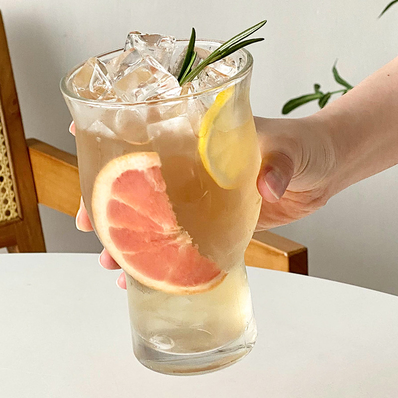 Ins Style Popular Restaurant Wide Mouth Fruit Tea Cup Extra Large Capacity Glass Milk Tea Drink Juice Cup Cold Drink Cup