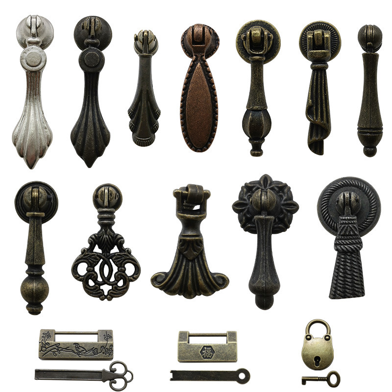 Vintage bronze drawer handle antique handle cabinet handle Chinese classical handle single hole handle counter