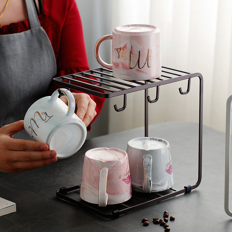 Double Layer Creative Household Glass Hanger Water Cup Storage Cup Holder Tray Storage Rack Coffee Mug Drain Rack