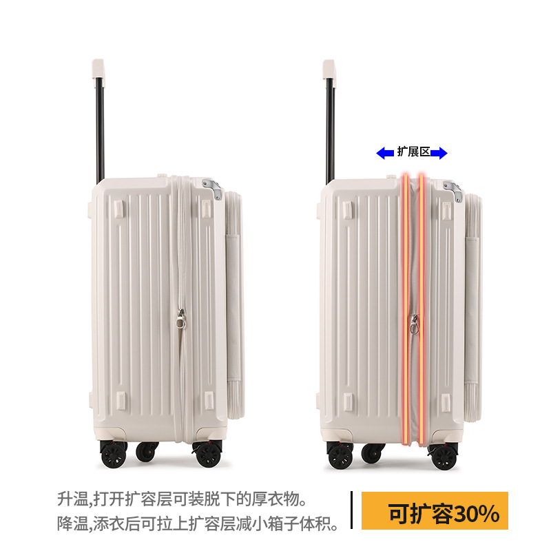 Side-Opening Suitcase, Large Capacity, Expandable, New Thickened Five-Wheel Trolley Case, Password Suitcase, Suitcase for Men and Women