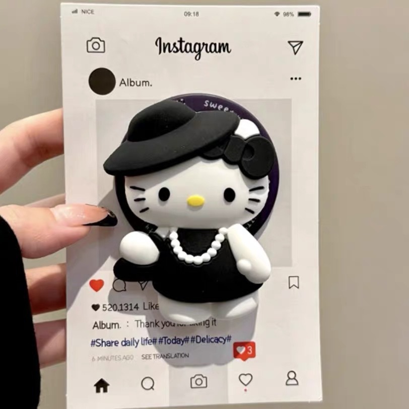 Three-Dimensional Cartoon Silicone Kitty Cat Suitable for Magsafe Magnetic Holder with Strong Adsorption and Retractable Desktop Airbag