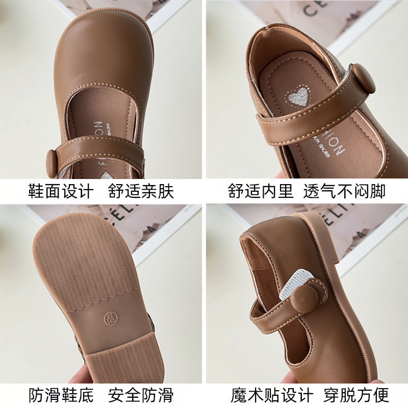 Girls Leather Shoes Black Princess Shoes Soft Sole 2025 New Children Shoes Bean Shoes Girls Shoes Little Girls Shoes