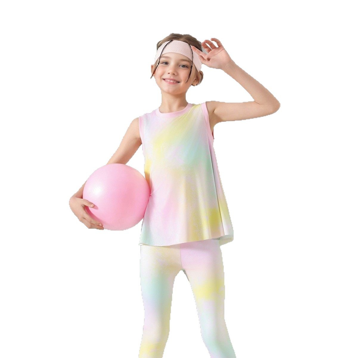 Girls' Sleeveless T-shirt 25 Summer Cool Breathable Sports Fairy Vest Sports Casual suit High Elastic Shark Pants