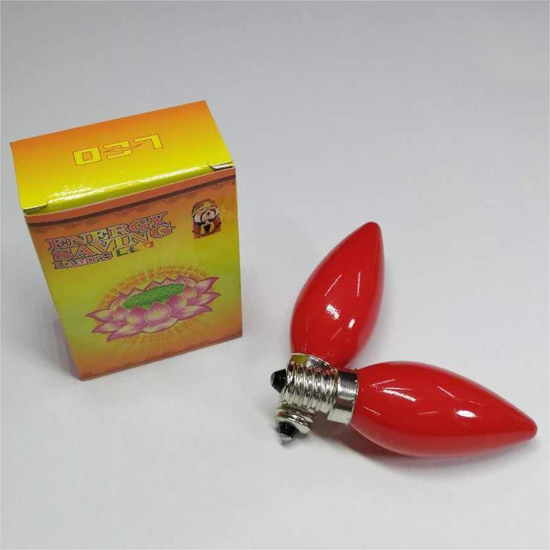 E12E14 screw pointed bubble LED Red God of Wealth Buddha worship desk candle Buddha lamp Lotus Long Ming Buddha bulb