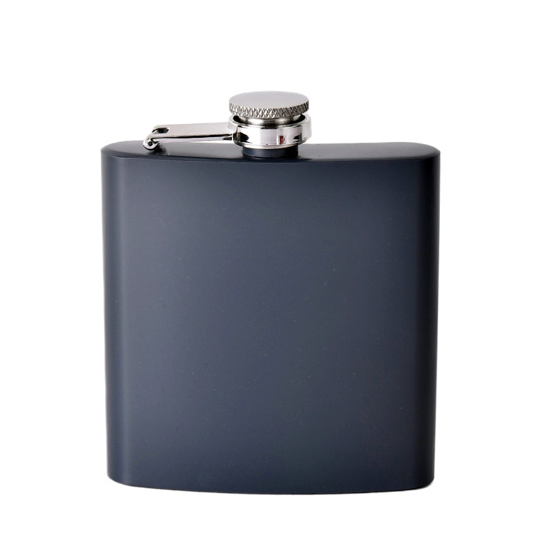 Cross-Border Wholesale Stainless Steel Flask Spray Black Matte Metal Lid Plastic Lid Supports Logo Color Box 8 Ounces