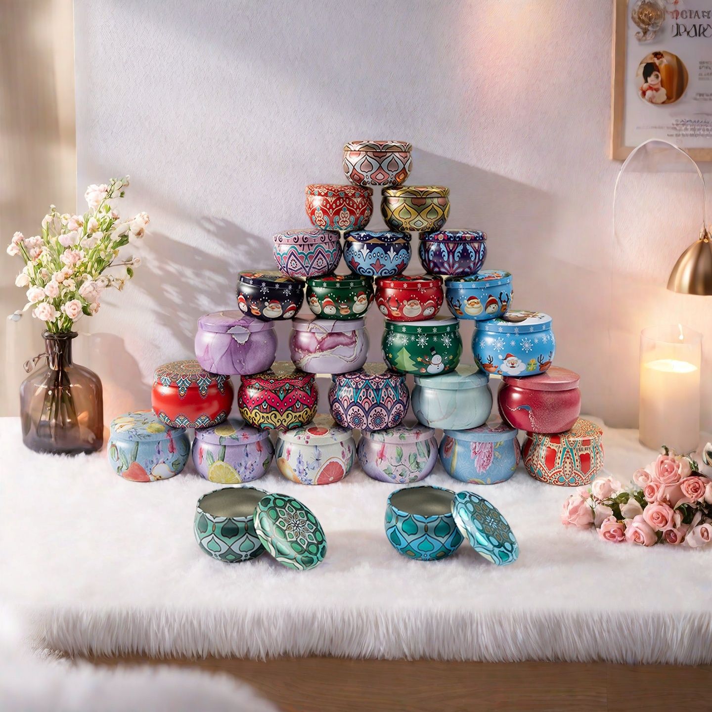 Small batch of iron cans cross-border e-commerce drum-shaped metal packaging tinplate gift candy aromatherapy candle set iron box