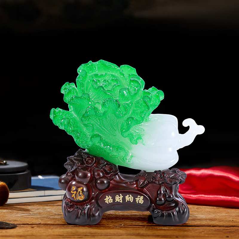Imitation jade Chinese cabbage ornaments fortune office TV wine cabinet living room home decorations housewarming business gift