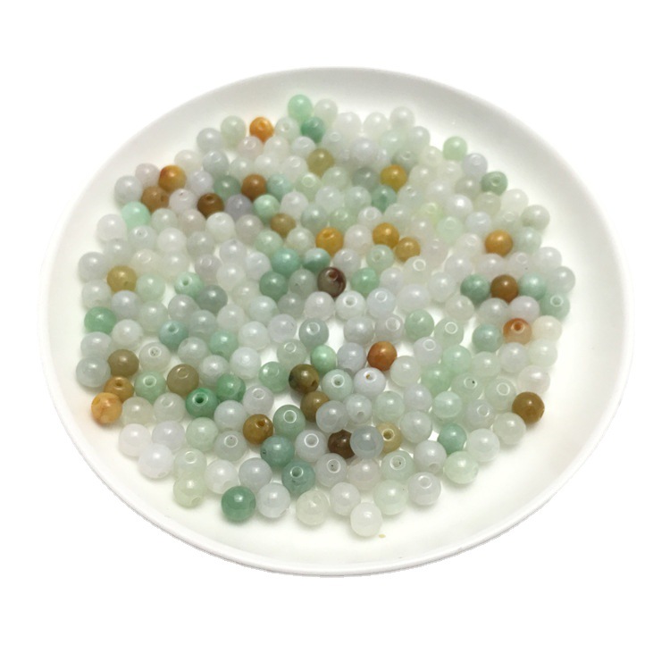 Sihui Jade A cargo ice three color loose beads jade beads round beads Myanmar beads jade accessories woven necklace bracelet