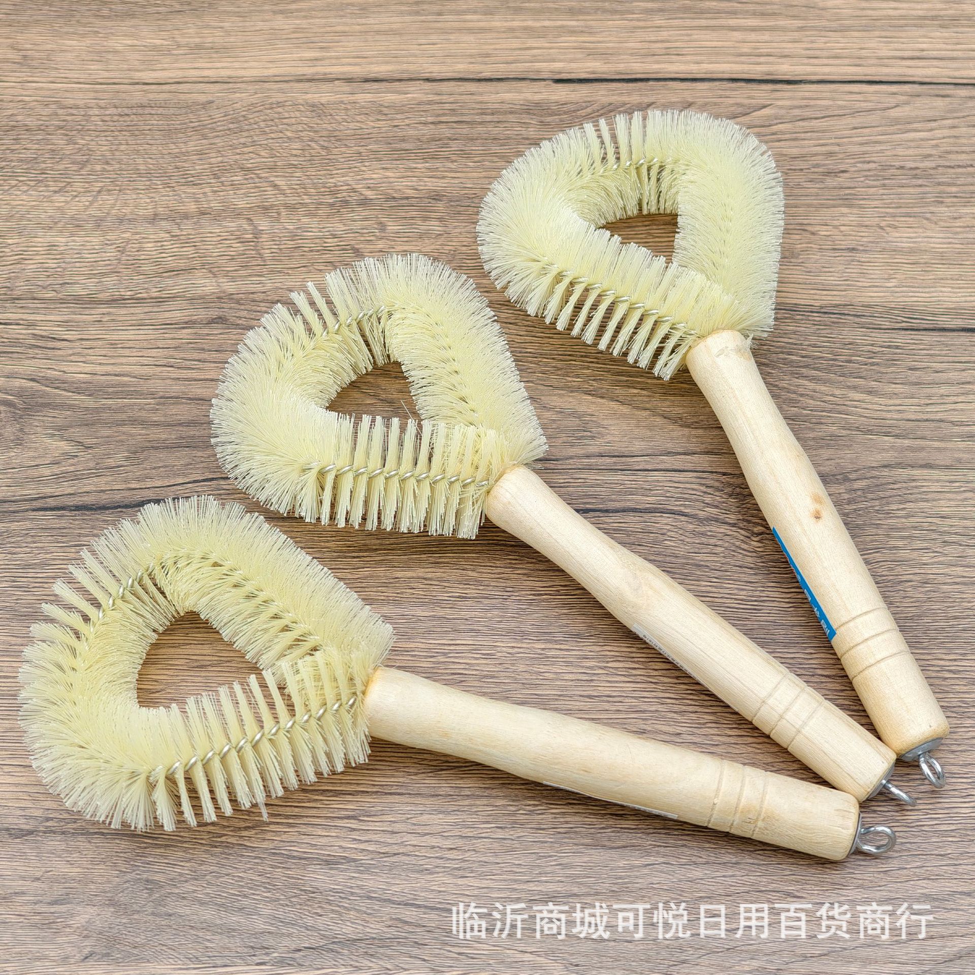Elastic Silk Pot Brush Linyi Daily Necessities One Yuan Two Yuan Store Household Hangable Wooden Handle Nylon Silk Cleaning Brush