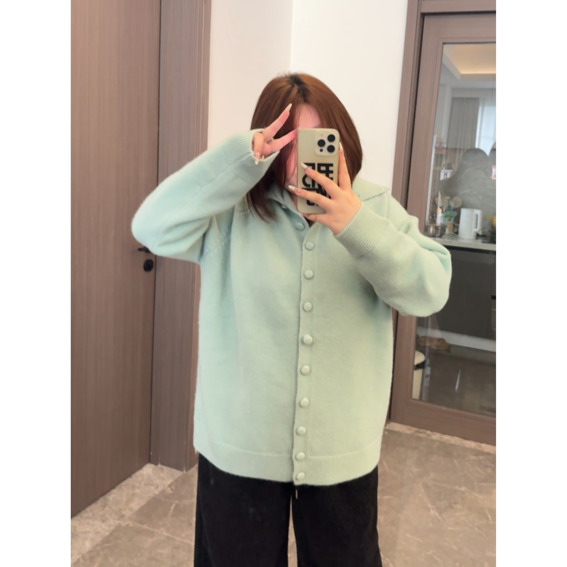 Winter New Lazy Style Loose Chubby Cardigan Women's Styky plus size All-match Sweater Yellow Green pink
