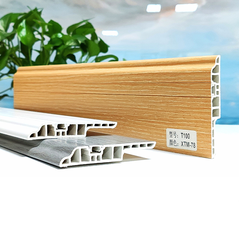 Spot Wholesale 8cm Baseboard Hotel Apartment Wooden Floor Edge Strip Bamboo Fiber Moisture-Proof Pvc Baseboard