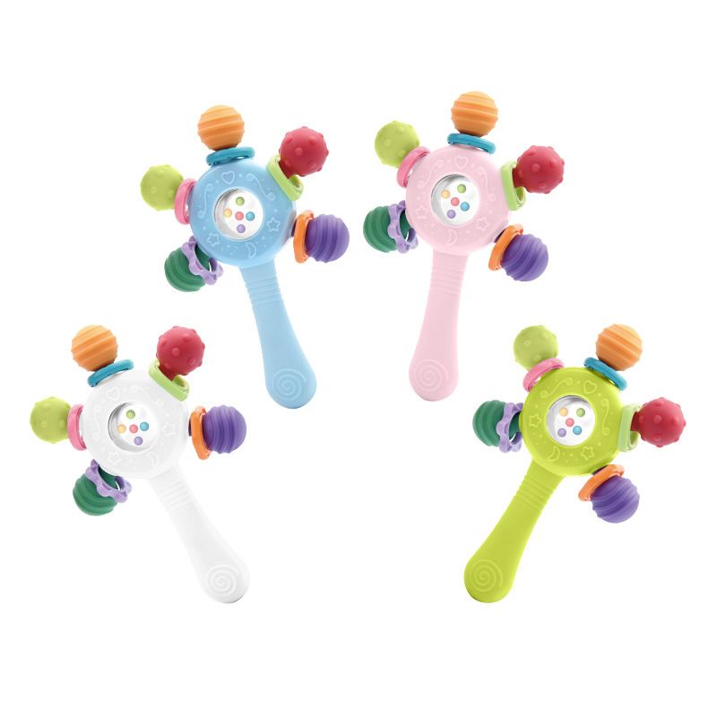Cross-border new Manhattan rattle stick puzzle tooth glue can bite high-temperature boiled Manhattan hand-held ball