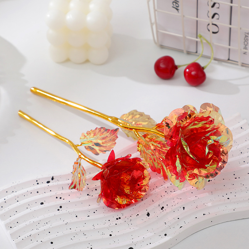 Cross-Border Colorful Gold Foil Eternal Flowers, Artificial Roses, Floral Gifts for Girls and Best Friends during Festivals