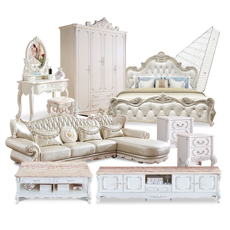 Whole House Furniture Matching Combination Bed European Style Bedroom suit Combination Living Room Sofa TV Cabinet Coffee Table Dining Table