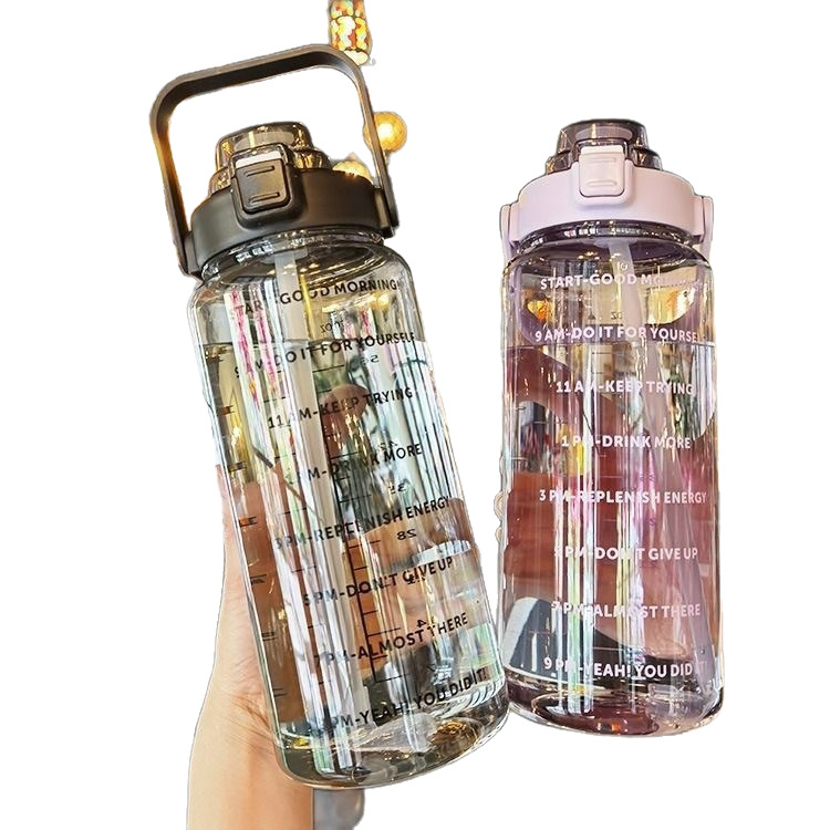 Sports Water Cup, Large Capacity, High Temperature Resistant Plastic Cup with Straw, Internet Celebrity Fitness Oversized Portable Water Kettle