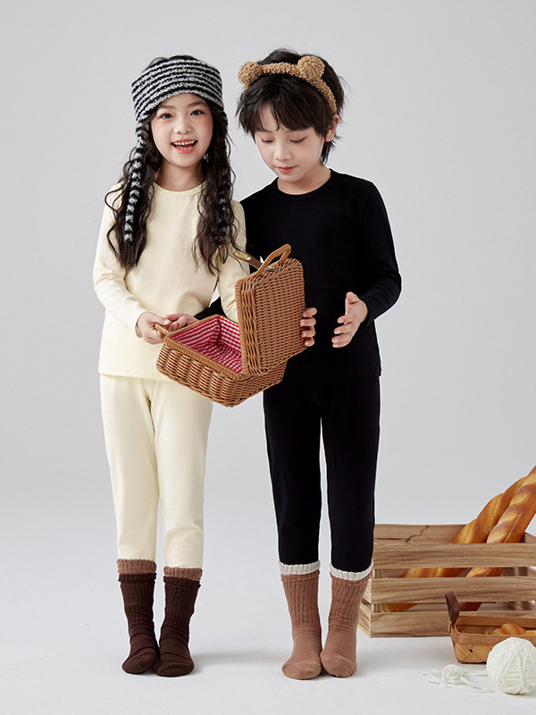 Children's Autumn Clothes and Pants Category A Autumn and Winter New Boys and Girls Underwear suit Base Lycra Cotton Children's Home Pajamas
