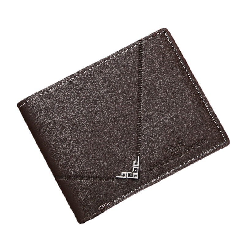 New Men's Wallet, Men's Short Wallet, Young Men's Simple and Fashionable Multi-Card Slot Plain Horizontal and Vertical Embossed Wallet