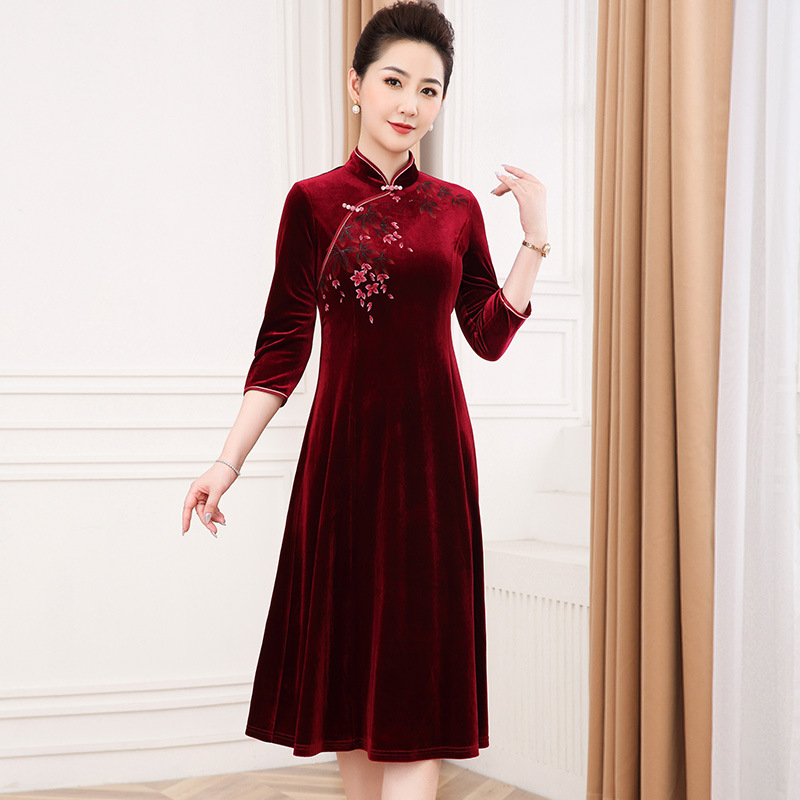 Элегантное ретро платье с ручной росписью, модное, простое, комфортное, дышащее, облегающее платье чонгсам для мамы