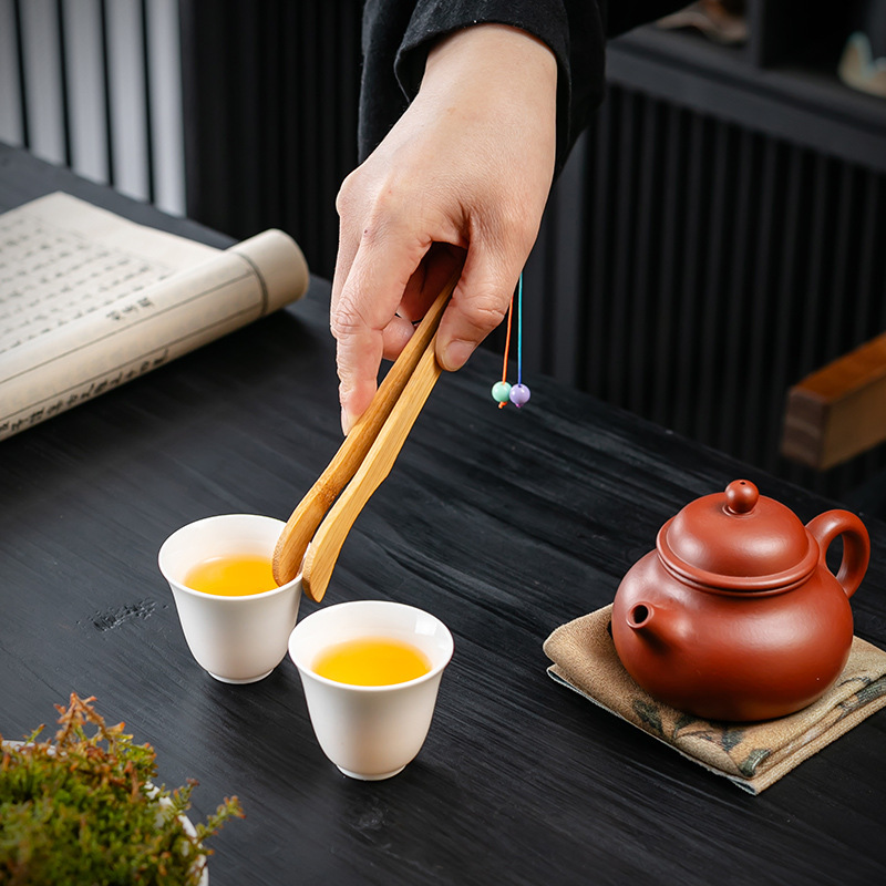 Ручной зажим из натурального бамбука, противоожоговый, противоскользящий зажим для чашки, китайские кистевые пинцеты, аксессуары для набора кунг-фу