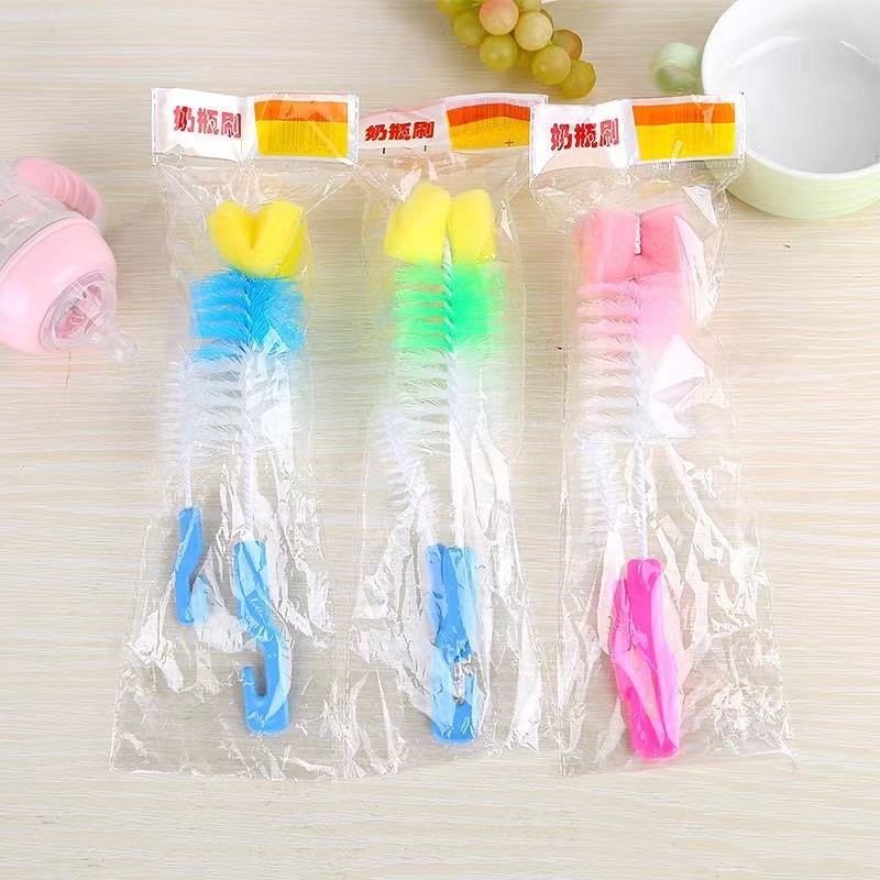 Factory wholesale baby bottle brush cup brush suit household cleaning upright nylon bottle brush two pieces