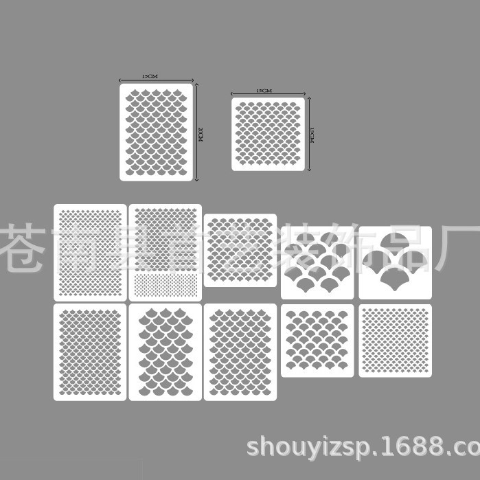 5 pcts Mermaid Proportion Template Makeup Fish Scale Masking Spray Flower Decoration Template Hand Account Painting Template Hollow Out