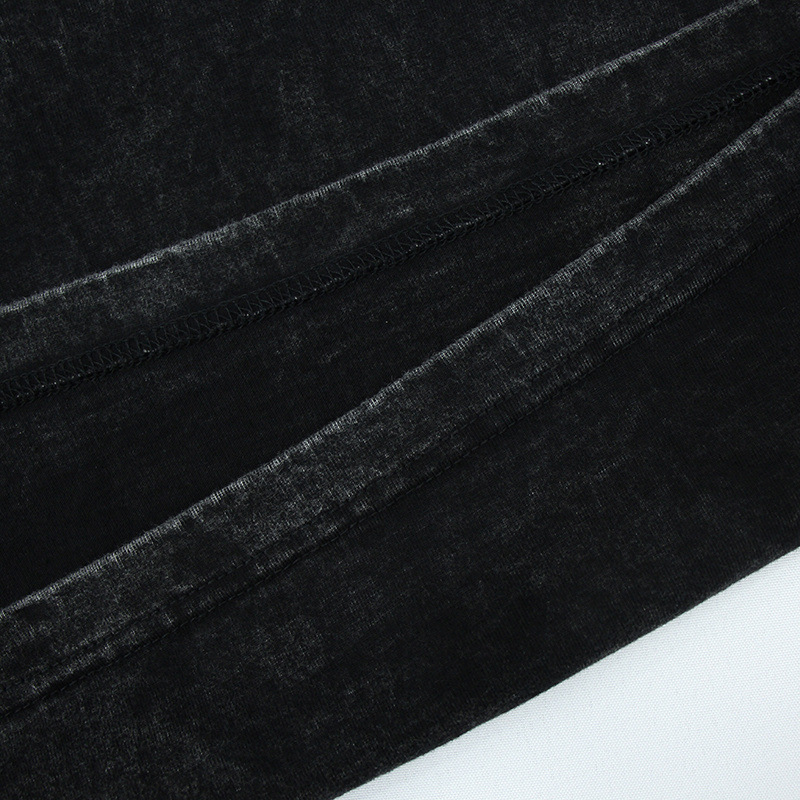 260g cross-border autumn and winter solid color tide brand washed thread beam high street loose old cotton long sleeve t-shirt for men and women