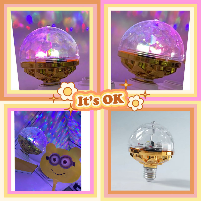 Home KTV Colorful Rotating Atmosphere Light Room Didi Light Bluetooth Crystal Music Magic Ball Light Four-leaf Bulb Light