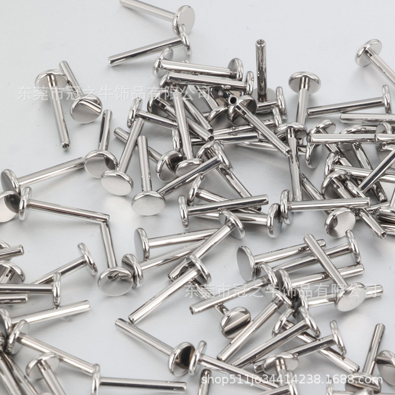 Guanzhuniu Astm F-136 Titanium Piercing Jewelry Hypoallergenic Inner Tooth Piercing Rod Flats Bottom Lip Nail Manufacturer Direct Supply