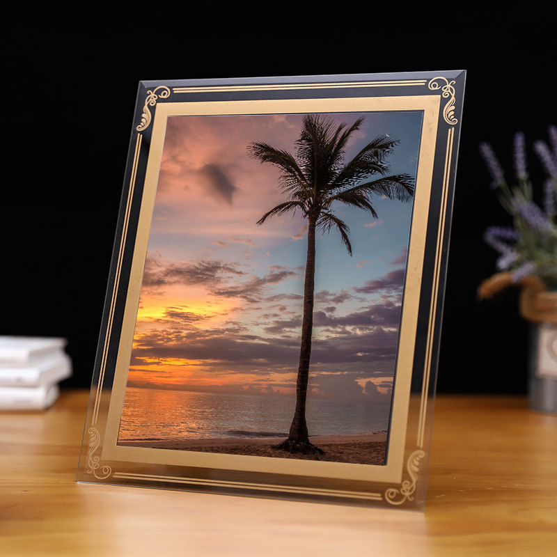 Modern Simple Landscape Photo Frame Crystal Glass Photo Frame Scenic Tourist Souvenirs Living Room Decoration Ornaments