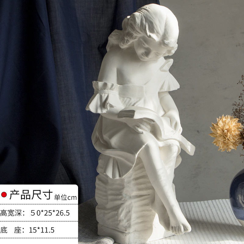 Reading girl plaster portrait art sketch teaching aids portrait chest statue sculpture decoration model statue damage repair