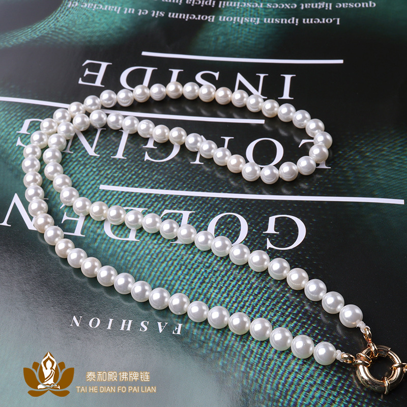 Thai Buddha Amulet Chain, Fashionable Round Pearl Oyster Necklace, Short Chain, Clavicle Chain Hanging Pendant for Women, No Fading or Peeling
