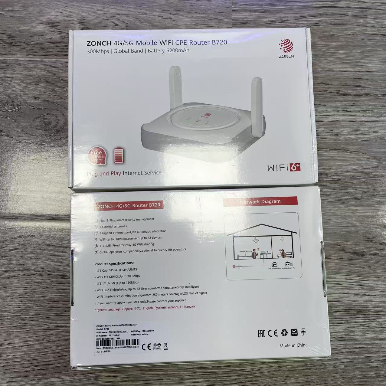 Zonch 4g Cpe Router B720 with 5200Mah Battery with B28 Band Support Wifi 6