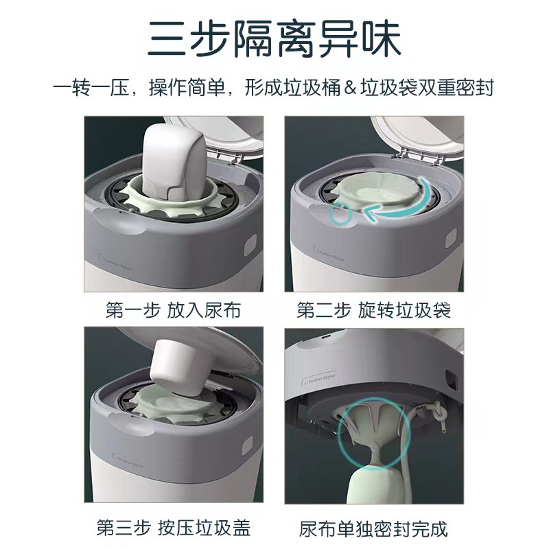 Tommy Star Baby Diaper Storage Bin with Double-Sealed Anti-Odor Diaper Pail with Lid