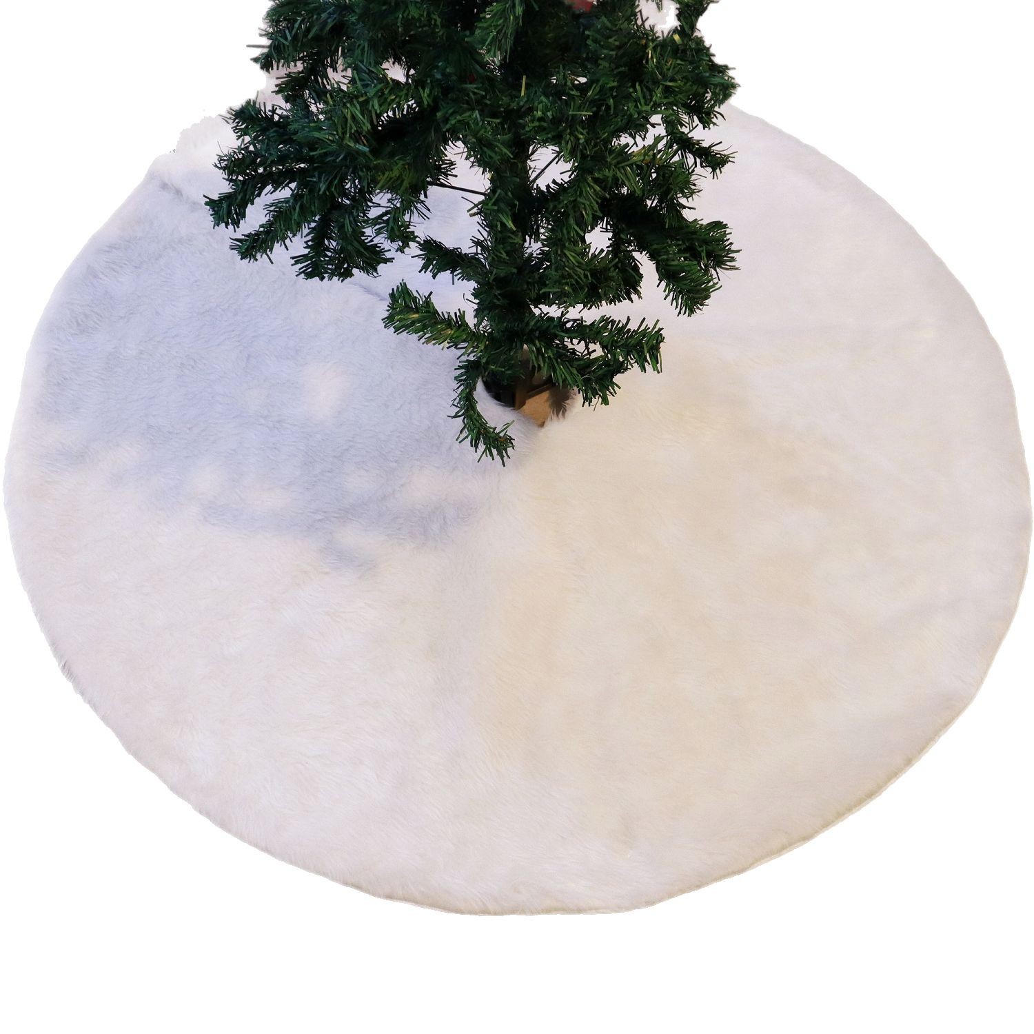 White Christmas Tree Skirt with Falling Snow, Decorative Supplies, Pure White Plush, High and Low Weight Decorative Tree Skirt, Tree Group