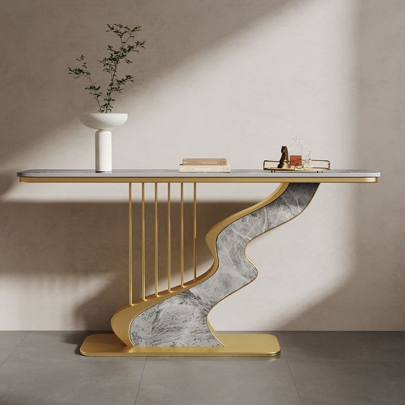 Light Luxury Rock Board Entrance Table Wall Creative Entrance Table High-end Entrance Hall Entrance Cabinet Corridor Semi-round End View Table