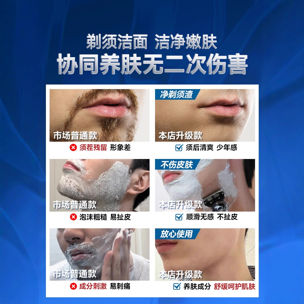 Left Color, Right Color, Men's Shaving Foam Cream, Softening Beard Shaving Stick, Clean and Comfortable Cleansing Shaving Cream