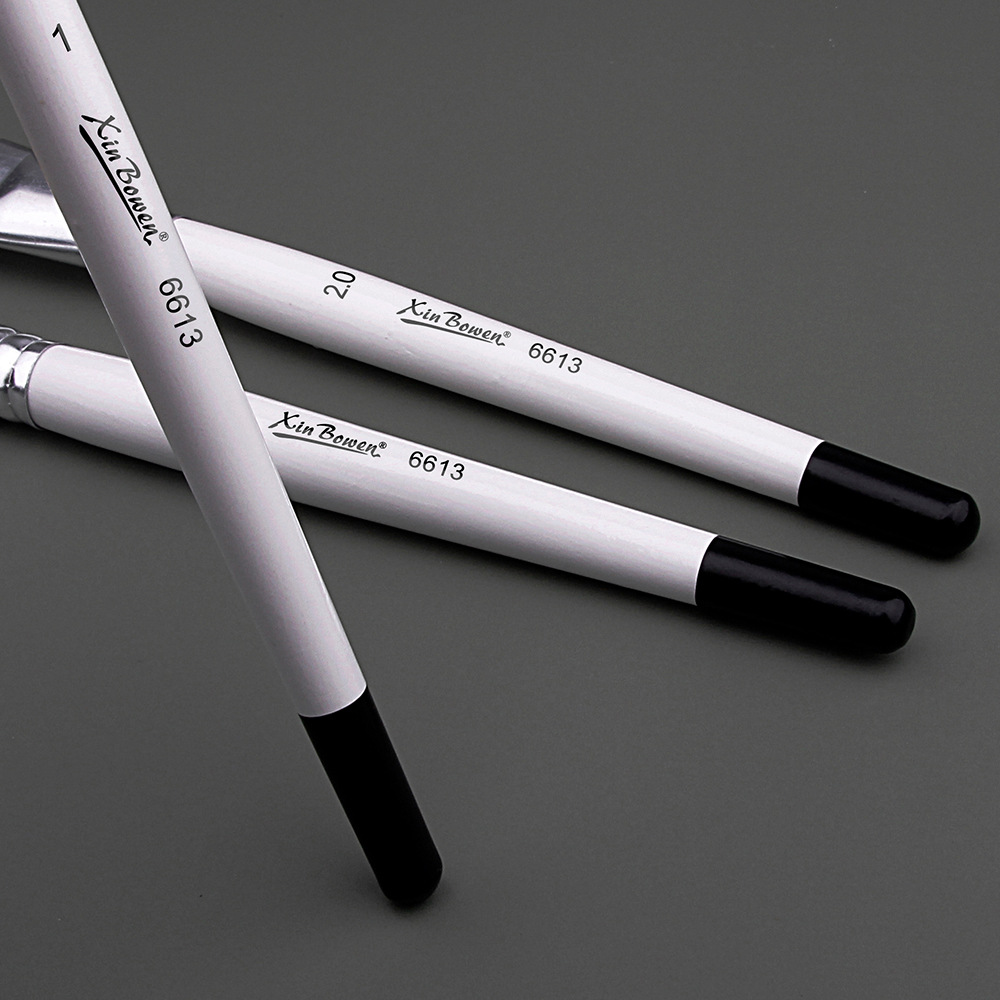 Art wooden oil brush board brush 3 short rod suit student art painting gouache watercolor brush wholesale