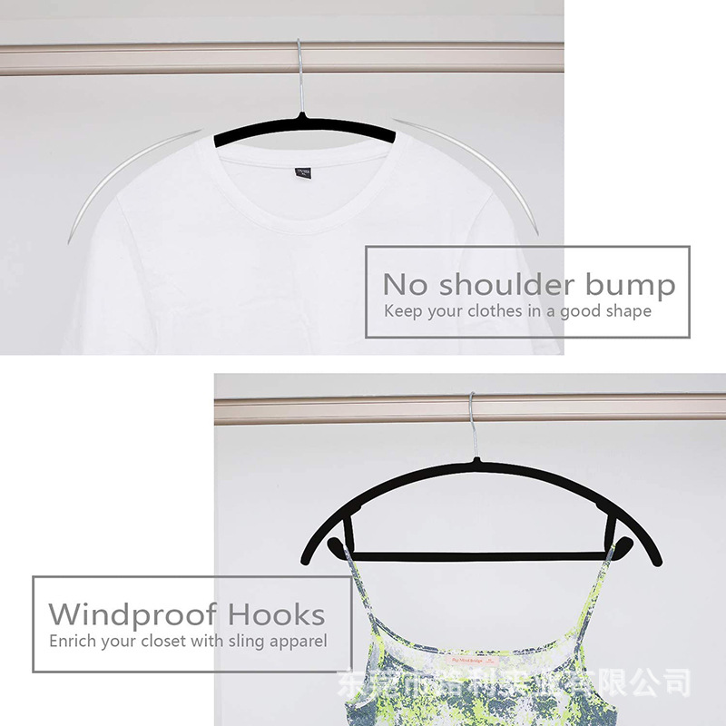Curved Flocked Clothes Hanger, Non-Marking, Non-Slip, Household Clothes Hanging Organizer Recommends Dormitory Clothes Hanging, Bedroom Wardrobe Clothes Drying Support