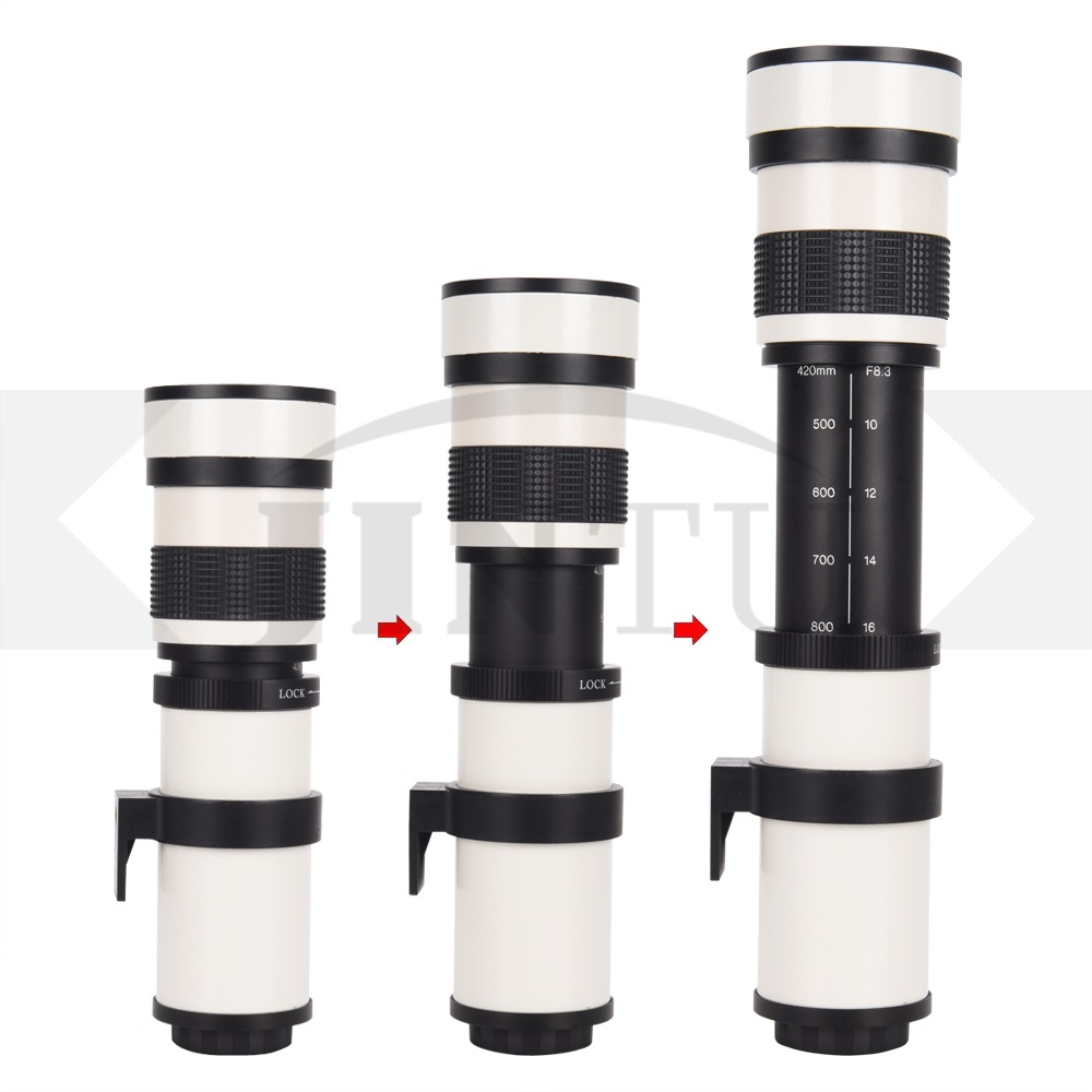 White 420-800mm Adjustable Zoom Ultra-Long Focus Manual Lens for Outdoor Cameras, Dslr, Mirrorless Cameras, and Photography