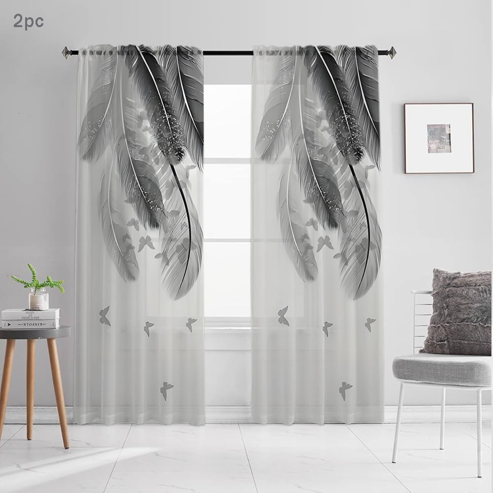 Эксклюзивные прямые продажи от производителя, серые шторы с кокосовыми листьями в нордическом стиле, цифровая печать, полупрозрачные шторы
