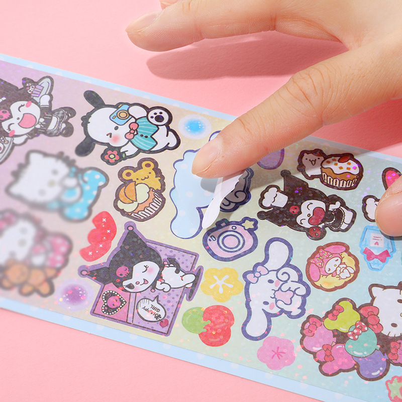 Japanese-style Sanrio coolometi laser goo card stickers creative goo plate stickers cute hand account decorative stickers