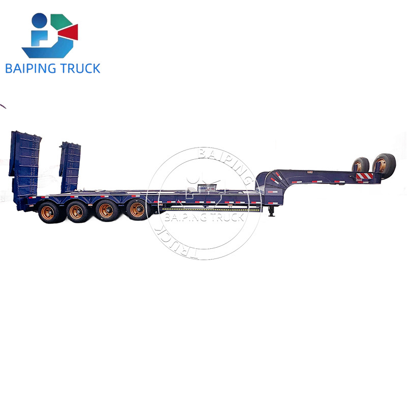 Export 4-Axis European Hook Machine Board Semi-Trailer, Gooseneck Low-Floor Trailer, Container Flatbed Transporter