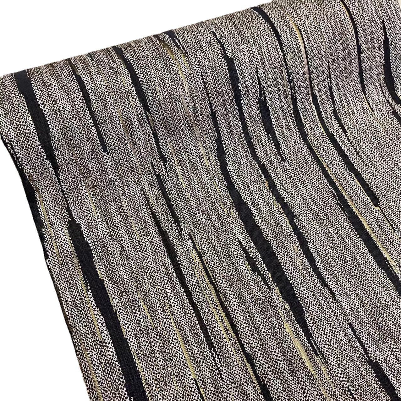 2023 New Gold Silk Jacquard High Precision Curtain Niche Simple Living Room Pillow Striped Light Luxury Clothing Fabric